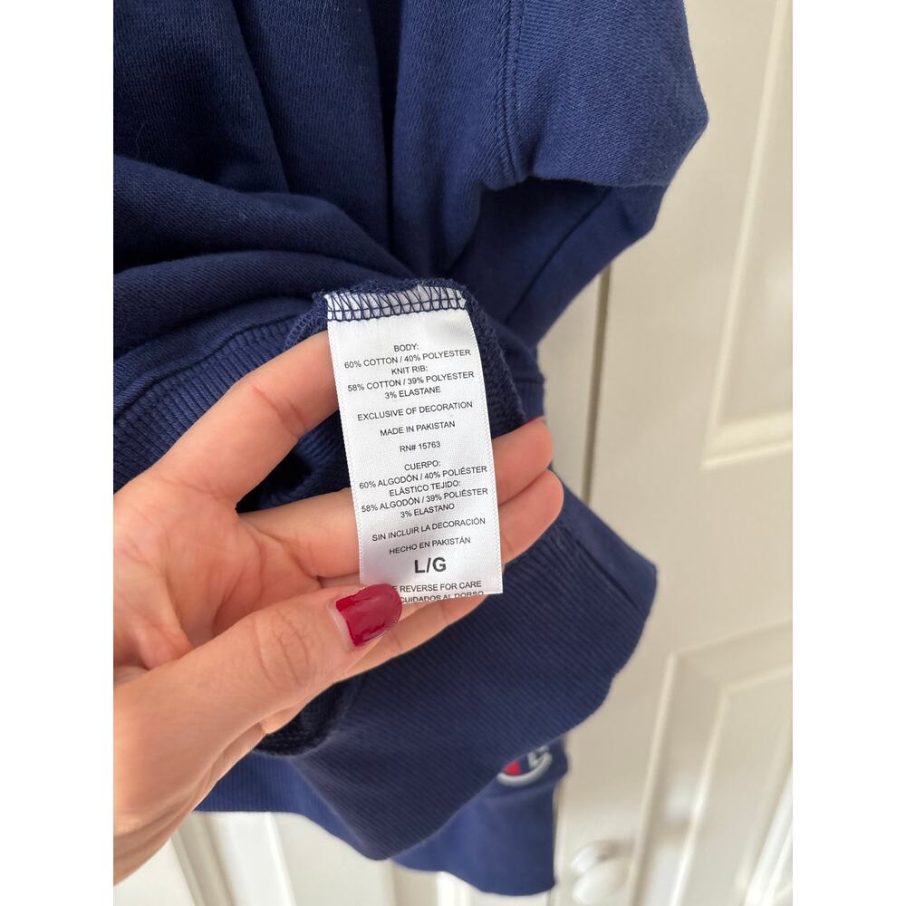 Champion Navy Blue Pullover Button Down Shirt L - Picture 7 of 8